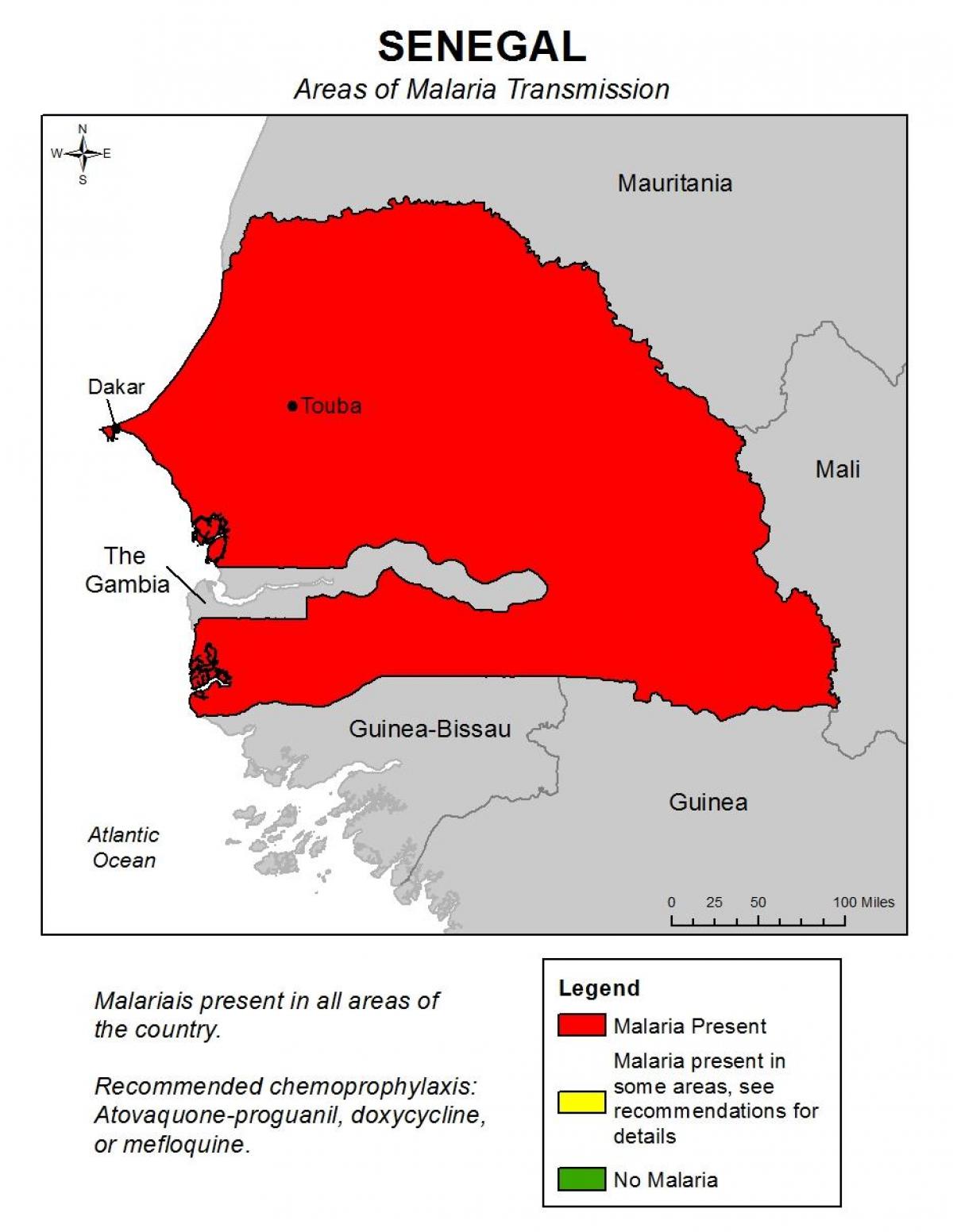 карта на Senegal маларија