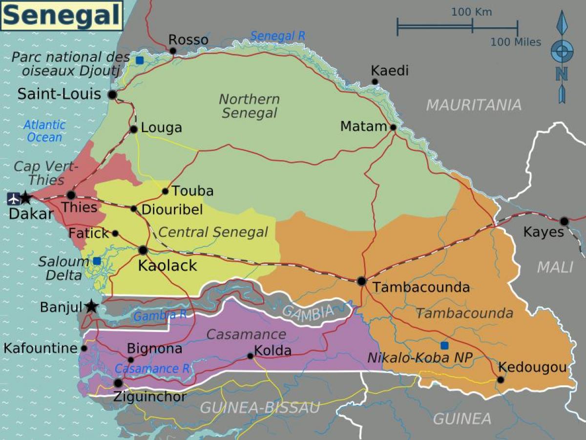 карта на Senegal политички