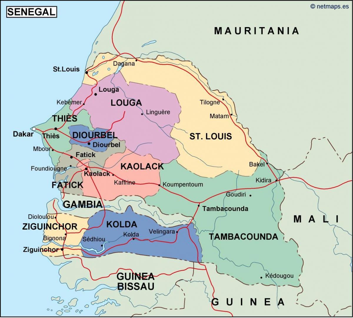 карта на Senegal земја