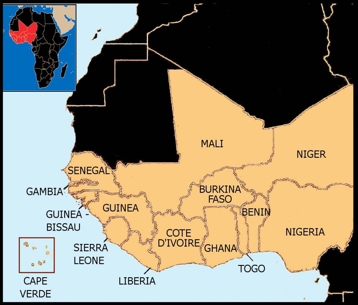 карта на Senegal мапата западна африка