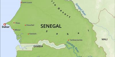 Карта на физичка карта на Senegal
